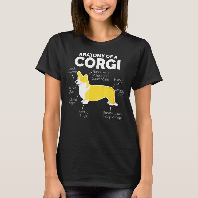 Anatomie eines Corgi-Hundes T-Shirt (Vorderseite)
