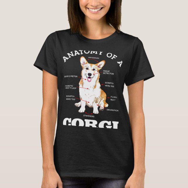 Anatomie eines Corgi-Hundes T-Shirt (Vorderseite)