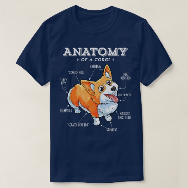 Anatomie eines Corgis, Funny Corgis Dog Puppy, Hun T-Shirt (Design vorne)