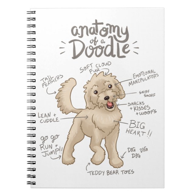 Anatomie eines Doodle Hundes Notizblock (Vorderseite)