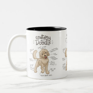 Anatomie eines Doodle Hundes Zweifarbige Tasse