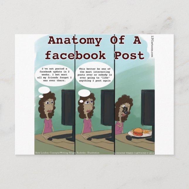 Anatomie eines Facebook Post Funny Postkarte (Vorderseite)