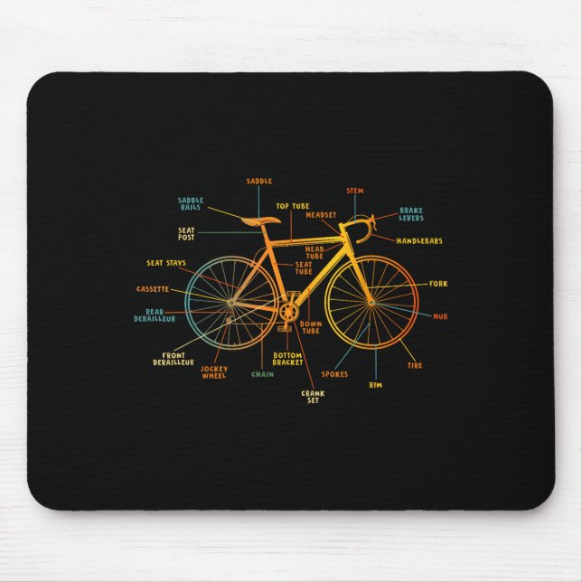 Anatomie eines Fahrrads - Fahrradteile  Mousepad (Vorne)