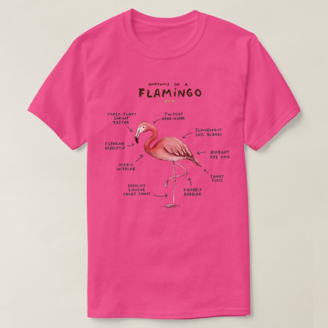 Anatomie eines Flamingos T-Shirt (Design vorne)