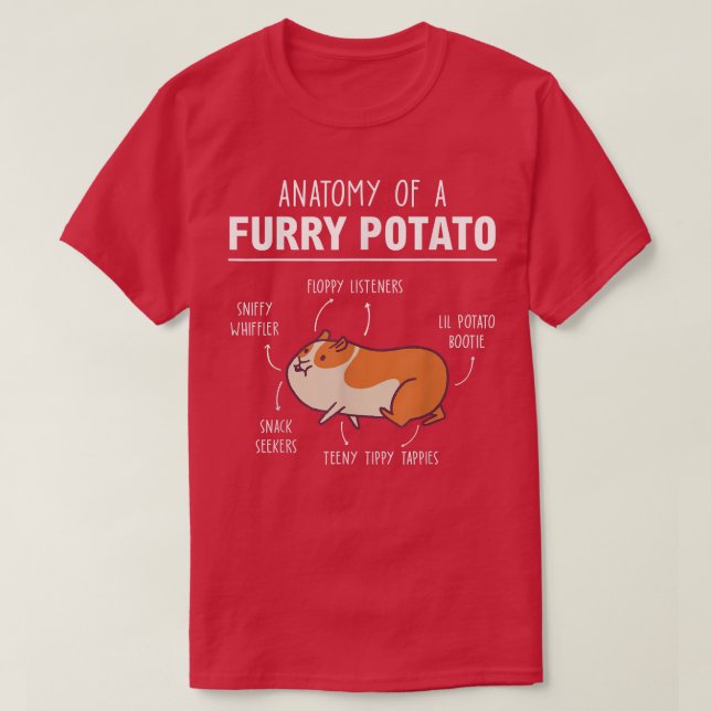 Anatomie eines Furry Potato Outfits für Guinea T-Shirt (Design vorne)