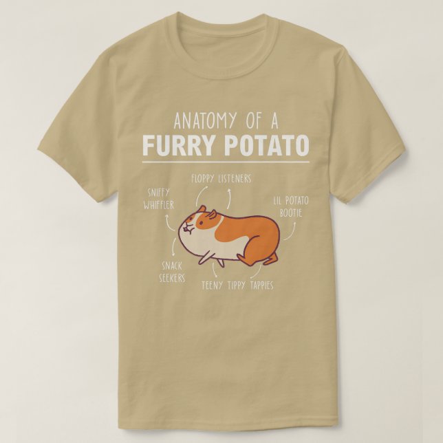 Anatomie eines Furry Potato Outfits für Guinea T-Shirt (Design vorne)