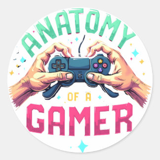 Anatomie eines Gamer-Aufklebers - Retro-Gamer-T-Sh Runder Aufkleber