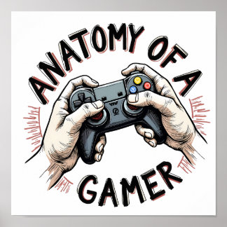 Anatomie eines Gamer-Retro-Gamer-T-Shirts für Vide Poster