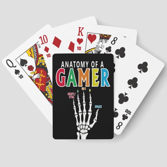 Anatomie eines Gamer Skeleton Hand Funny Cards Spielkarten (Rückseite)