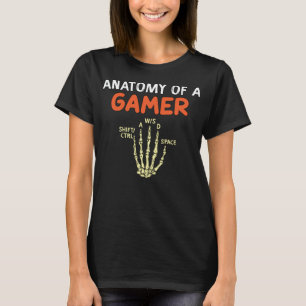 Anatomie eines Gamer Skeleton Hand Funny Computer T-Shirt