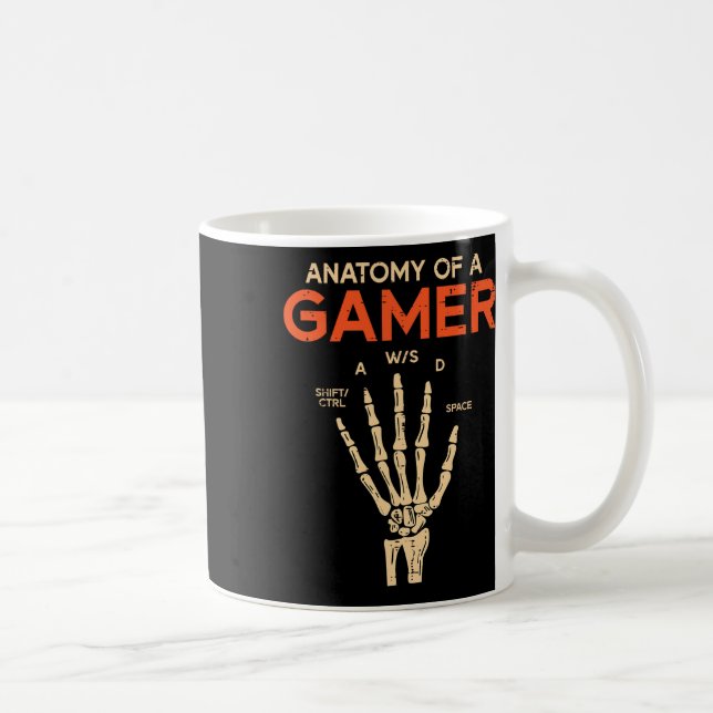 Anatomie eines Gamer Skeleton Hand Funny Men Boys  Kaffeetasse (Rechts)