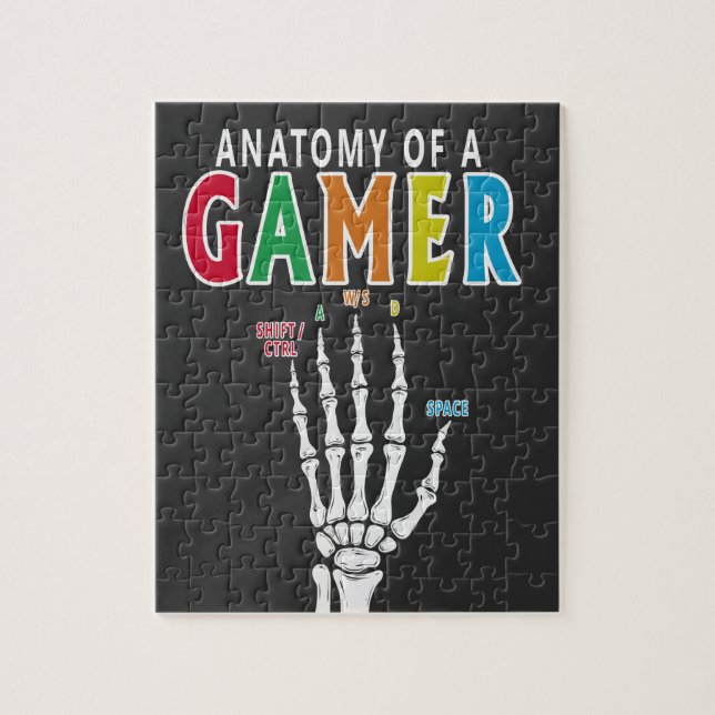 Anatomie eines Gamer Skeleton Hand Funny Puzzle (Vertikal)
