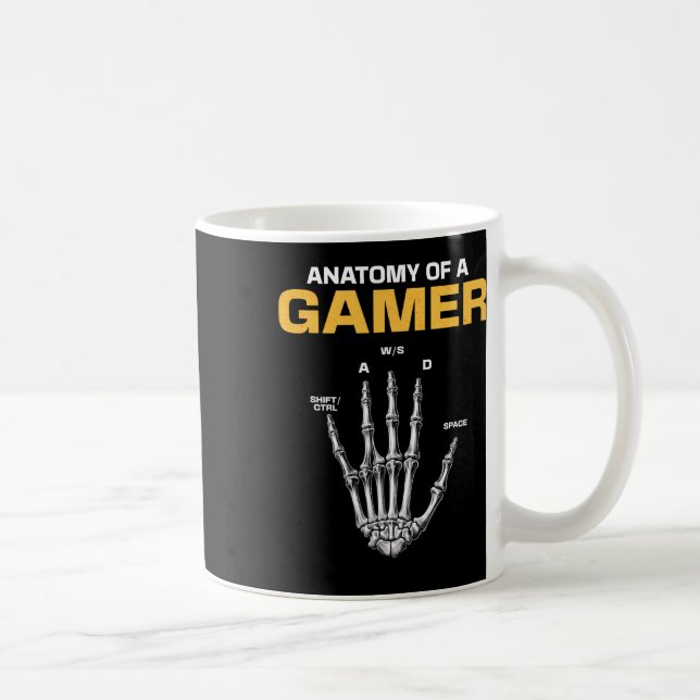 Anatomie eines Gamer Skeleton Hand Funny Video Gam Kaffeetasse (Rechts)