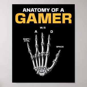 Anatomie eines Gamer Skeleton Hand Funny Video Gam Poster
