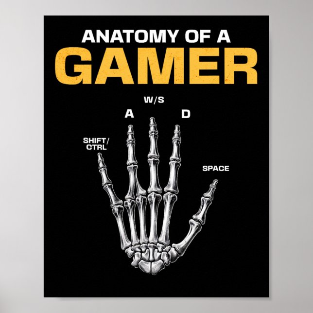 Anatomie eines Gamer Skeleton Hand Funny Video Gam Poster (Vorne)