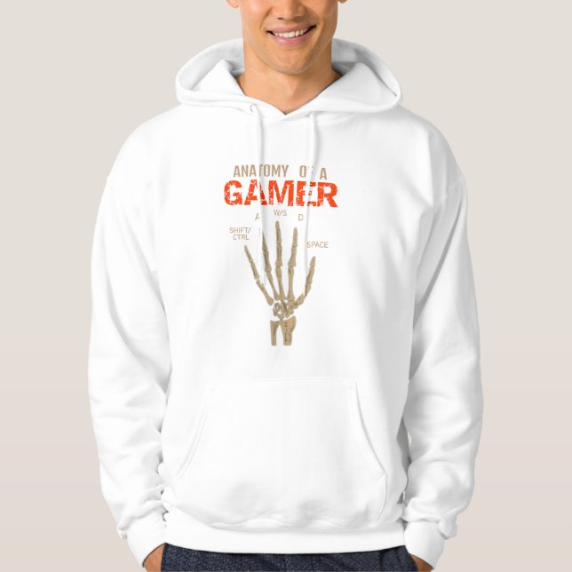 Anatomie eines Gamer Skeleton Hand Keyboard T - Sh Hoodie (Vorderseite)