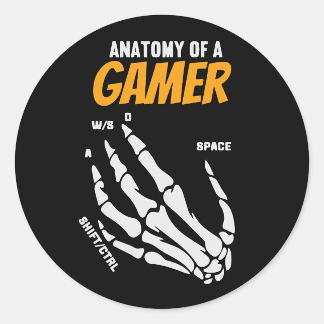 Anatomie eines Gamer-Sticker Runder Aufkleber (Vorderseite)
