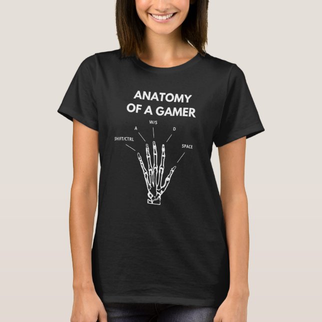 Anatomie eines Gamerhandskeletts T-Shirt (Vorderseite)