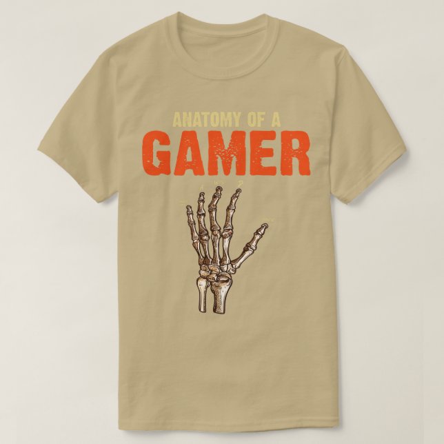 Anatomie eines Handskeletts Video Gaming Funny T-Shirt (Design vorne)