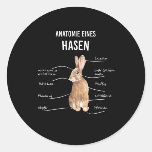 Anatomie eines Hasen-Kaninchen-Kaninchens Runder Aufkleber