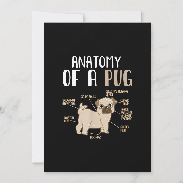 Anatomie eines Hundebüts eines Mops Dankeskarte (Vorderseite)