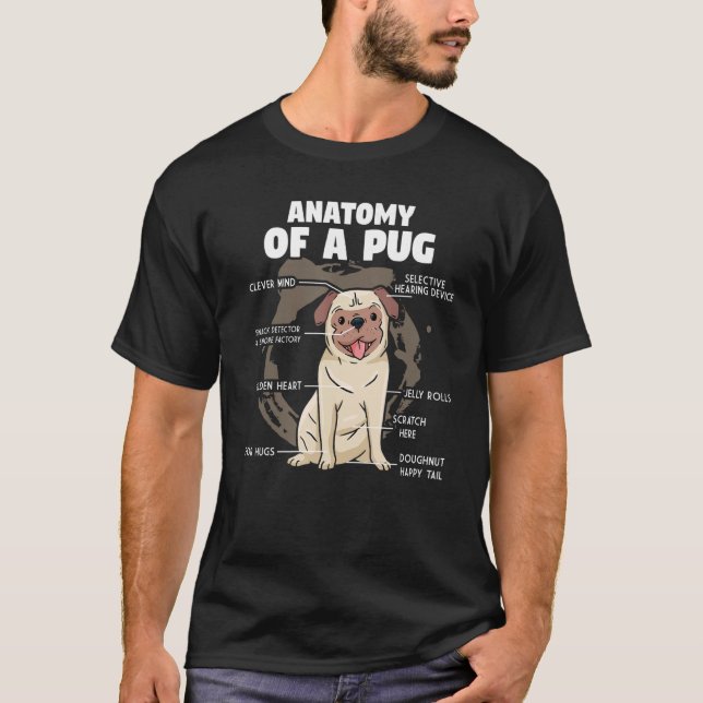 Anatomie eines Hundebüts eines Mops T-Shirt (Vorderseite)