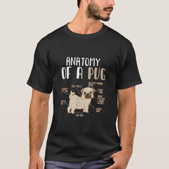 Anatomie eines Hundebüts eines Mops T-Shirt (Vorderseite)