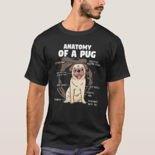 Anatomie eines Hundes der Rasse Pug Haustier Pun T-Shirt