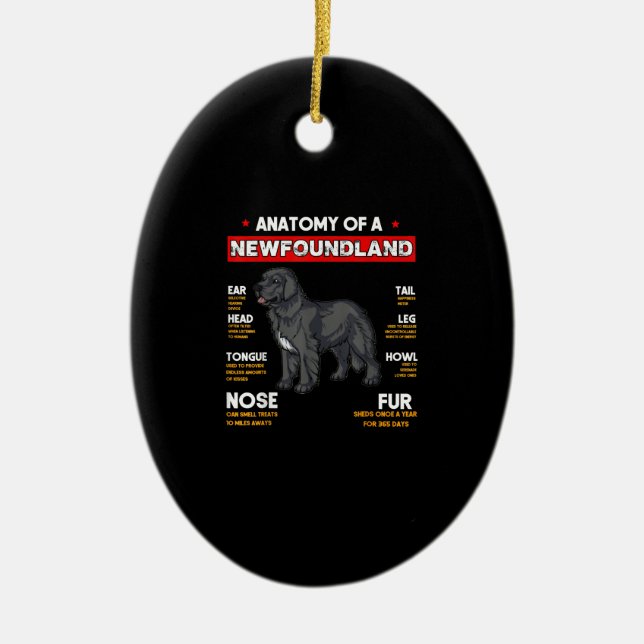 Anatomie eines Hundes in Neufundland Keramik Ornament (Vorne)