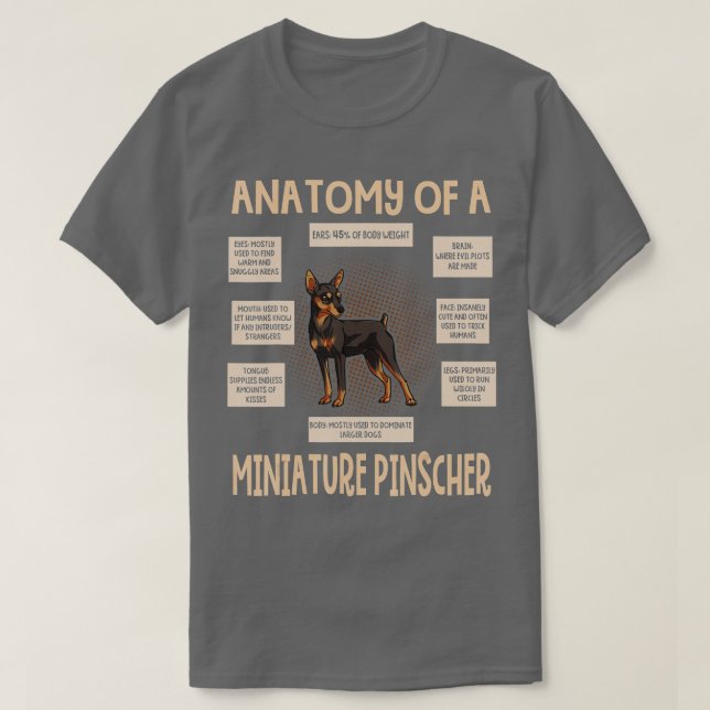 Anatomie eines kleinen Pinscher-Funny-Welpengesche T-Shirt (Design vorne)