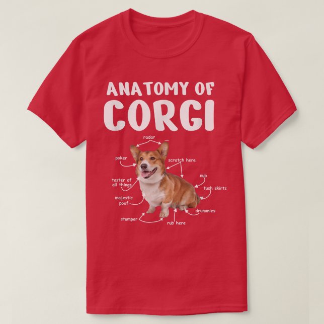 Anatomie eines Korgis, Geschenke für Hundefreunde, T-Shirt (Design vorne)