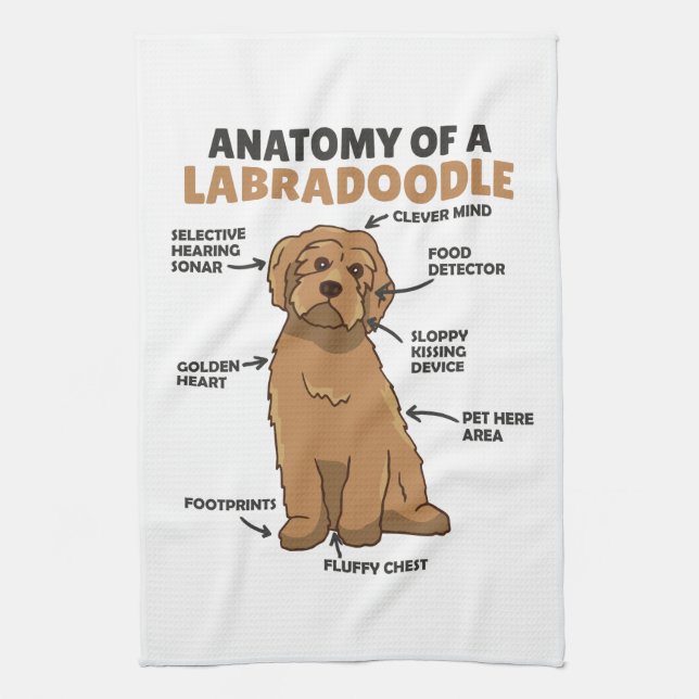 Anatomie eines Labradoodle-Niedlichen Hündchens Geschirrtuch (Vertikal)