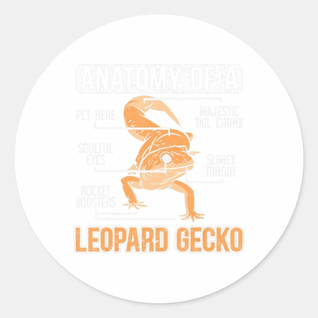 Anatomie eines Leoparden Gecko Lover Lizard Runder Aufkleber (Vorderseite)
