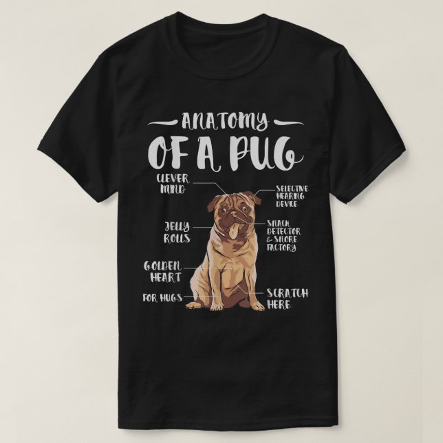 Anatomie eines Mops für Mops-Hundebesitzer oder Zü T-Shirt (Design vorne)