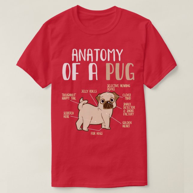Anatomie eines Mops Hundebüt Hund Lover Pun Gif T-Shirt (Design vorne)