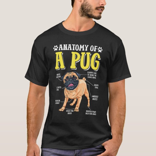 Anatomie eines Mops-Hundes Hund T-Shirt (Vorderseite)