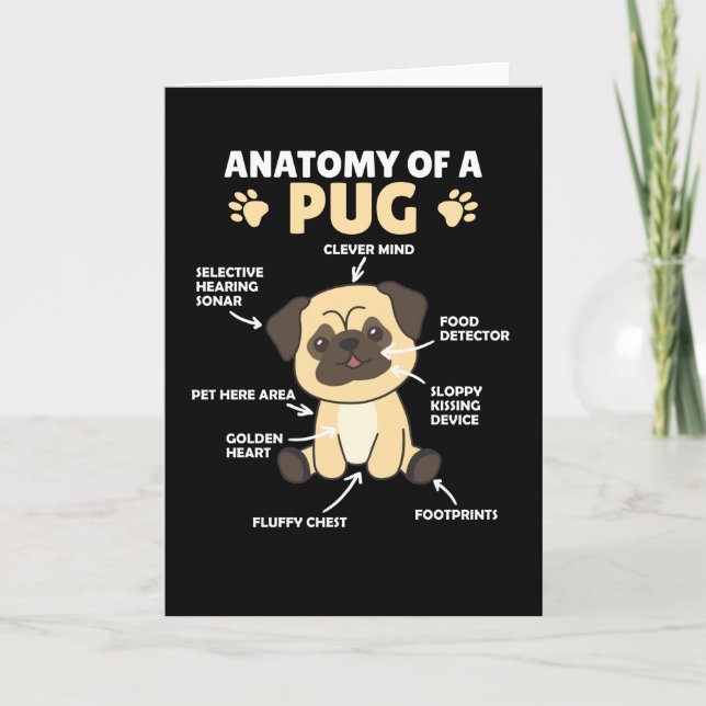 Anatomie eines Mops süße Hunde Funny Puppy Karte (Vorderseite)