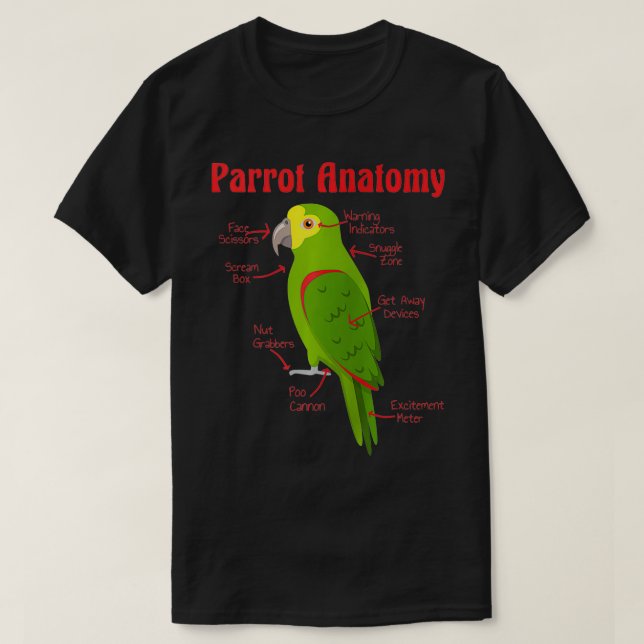 Anatomie eines Papagei-Zips T-Shirt (Design vorne)