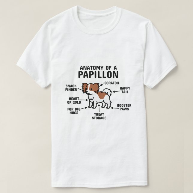 Anatomie eines Papillon-Hundes 2 T-Shirt (Design vorne)
