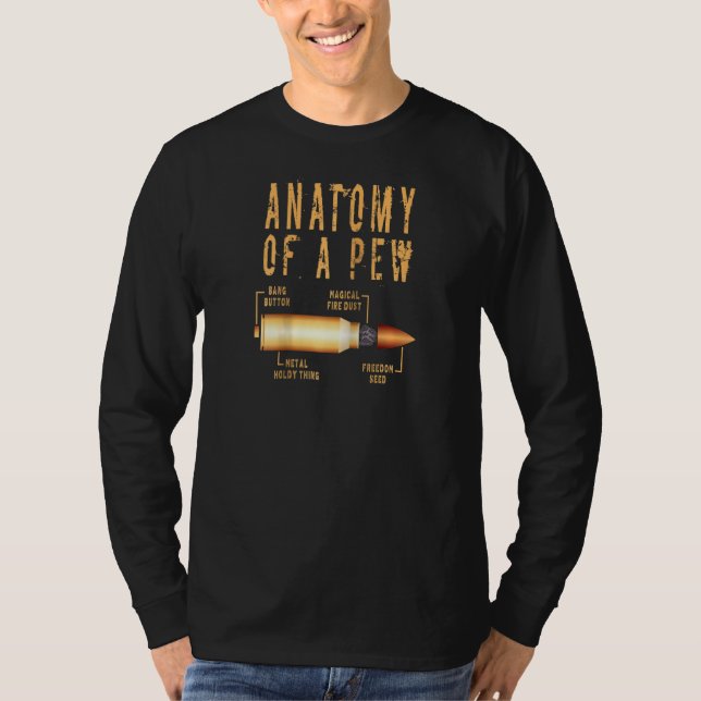 Anatomie eines Pew Funny Bullet Pew Anatomie Profe T-Shirt (Vorderseite)