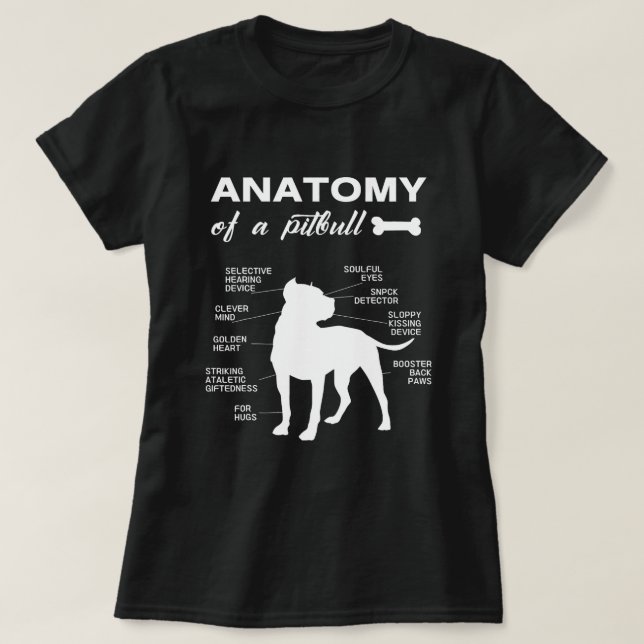Anatomie eines Pitbull Hundes Lover Pit Bull Owner T-Shirt (Design vorne)