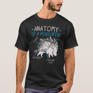 Anatomie eines Porcupine-Prickly-Nagetier-Porcu T-Shirt
