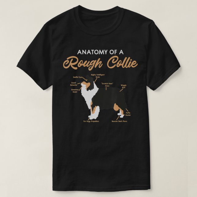 Anatomie eines rauen Collie Funny Dog Welpengesche T-Shirt (Design vorne)