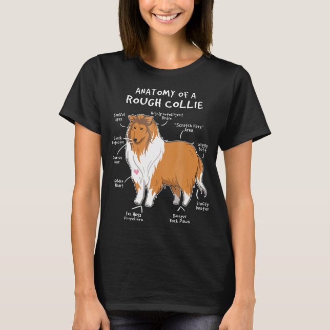 Anatomie eines rauen Collie Funny Dog Welpengesche T-Shirt (Vorderseite)