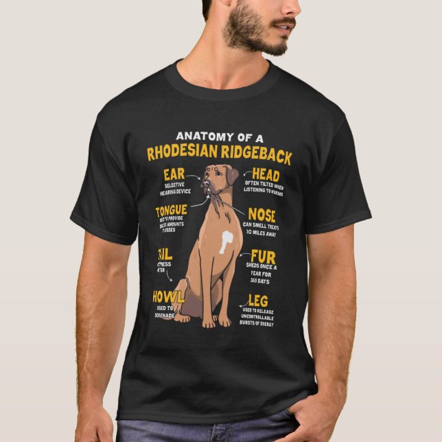Anatomie eines rhodesischen Ridgebacks für Hunde T-Shirt (Vorderseite)