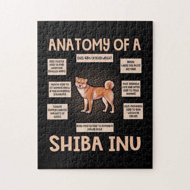 Anatomie eines Shiba Inu lustigen Welpengeschenks Puzzle (Vertikal)