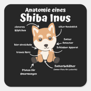 Anatomie eines Shiba Inus Sweet Dog Welpen Quadratischer Aufkleber
