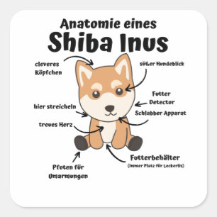 Anatomie eines Shiba Inus Sweet Dog Welpen Quadratischer Aufkleber