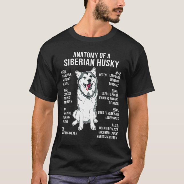 Anatomie eines sibirischen Husky Funny Dog Lover G T-Shirt (Vorderseite)