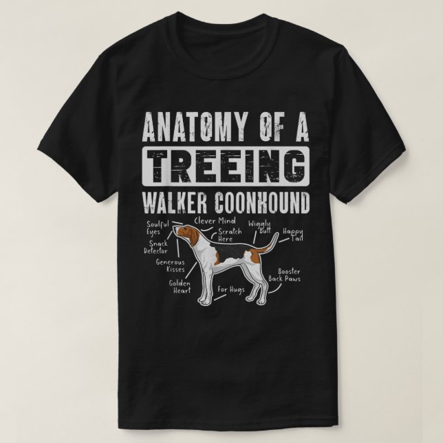 Anatomie eines Treeing Walker Coonhounds T-Shirt (Design vorne)